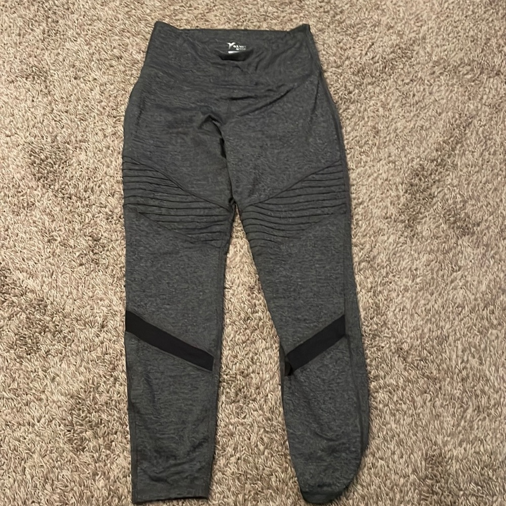 Old Navy Active Go-Dry Womens Leggings Ribbed Mesh Gray